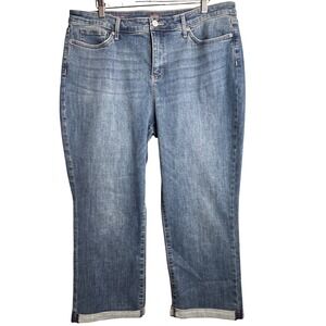 NYDJ‎ Womens Chloe Capri Jeans Size 16 Cool Embrace Denim Lift Tuck Blue